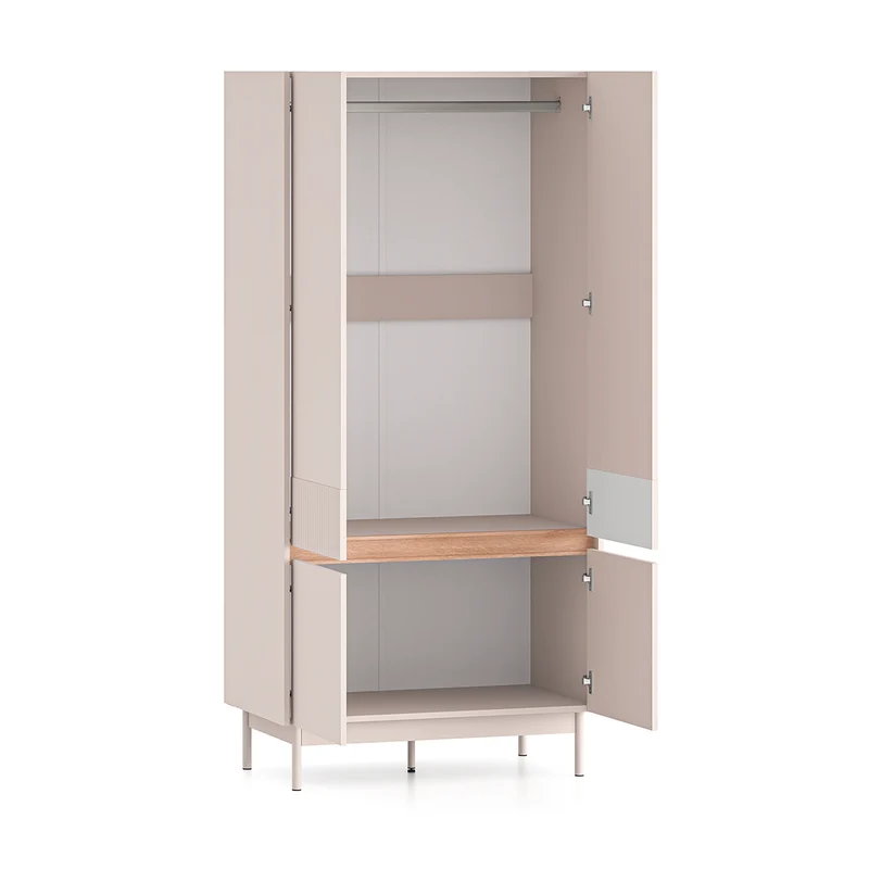 Armoire 4 portes Connie Cachemire et Bois