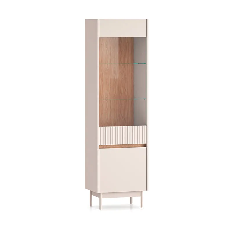 Vitrine 2 portes Connie Cachemire et Bois
