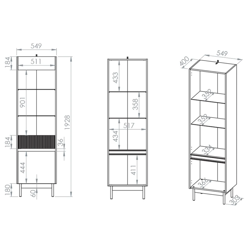 Vitrine 2 portes Connie Cachemire et Bois