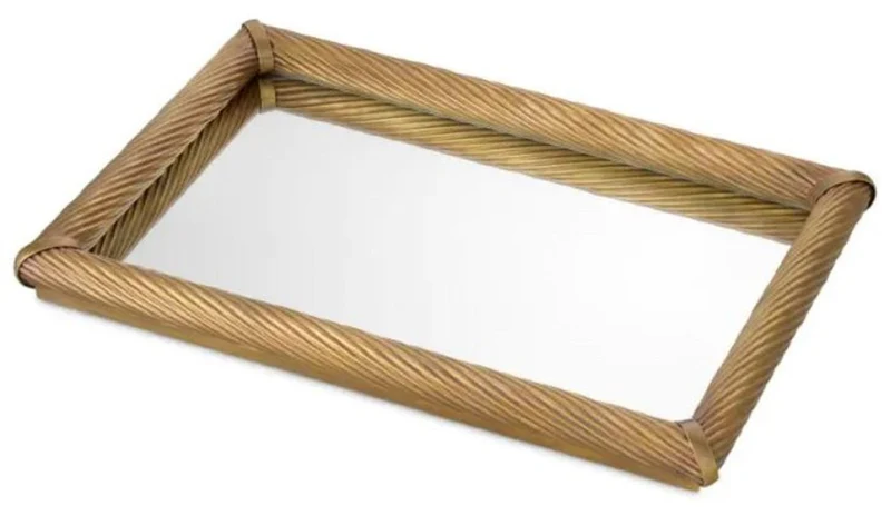 Casa Padrino Luxus Serviertablett Vintage Messing 60 cm