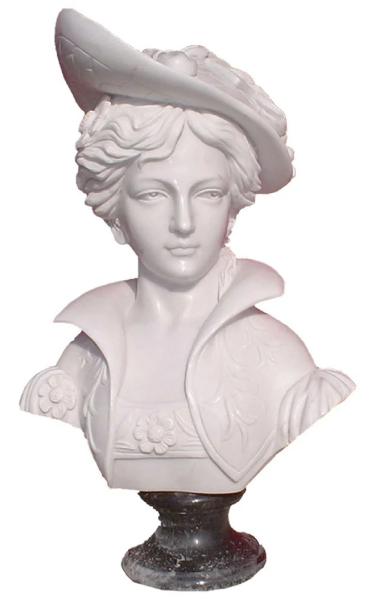 Casa Padrino Luxus Jugendstil Marmor Deko Büste Dame Weiß H. 60 cm