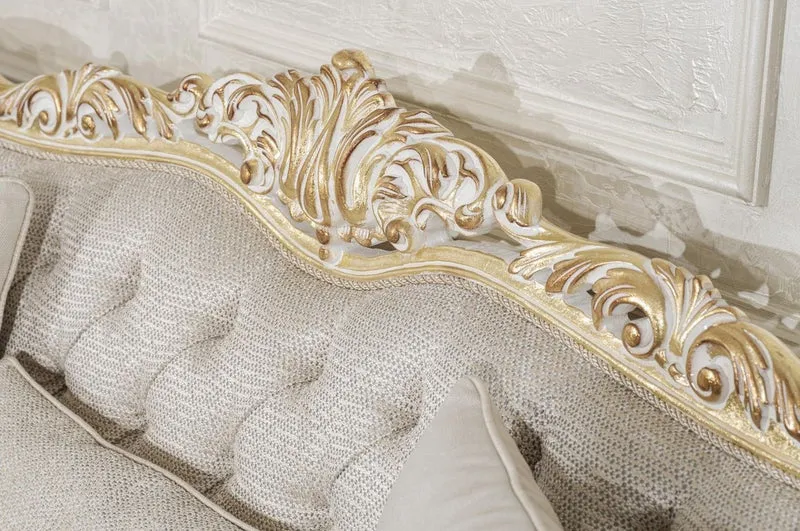 Casa Padrino Luxus Barock Wohnzimmer Sofa Grau / Gold 292 cm - Barock Möbel