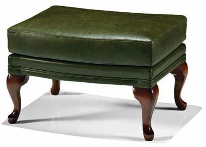 Casa Padrino Luxus Barock Leder Hocker Grün / Braun 64 cm - Made in Italy