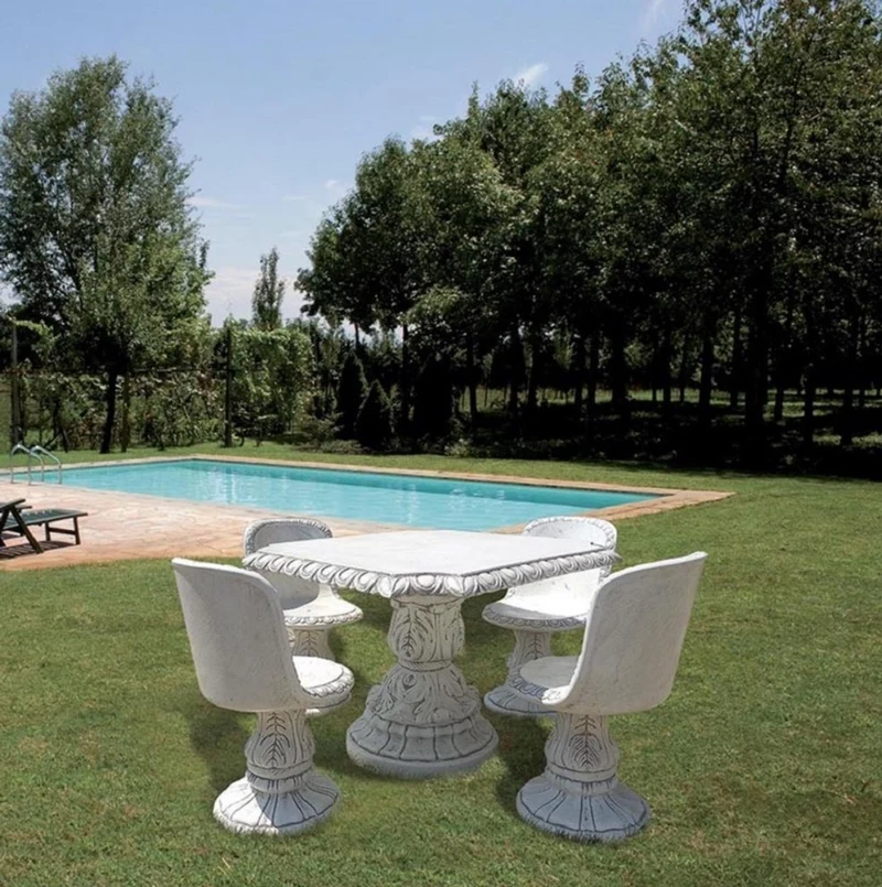 Casa Padrino Barock Garten & Terrassen Möbel Set Antik Grau