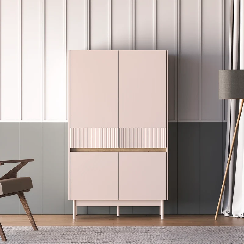 Buffet haut 4 portes Connie Cachemire et Bois