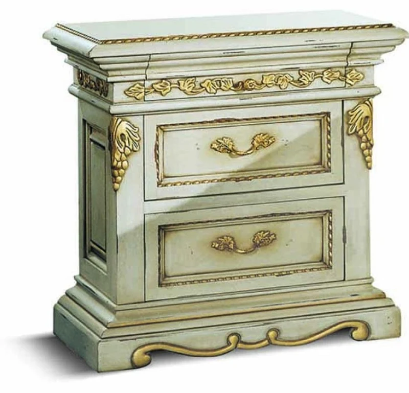 Casa Padrino Luxus Barock Nachtkommode Elfenbein / Gold 65 cm - Made in Italy