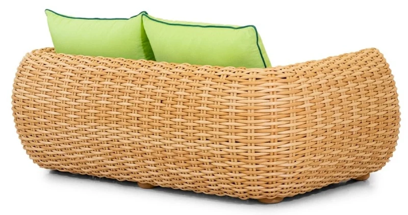 Casa Padrino Luxus 2er Gartensofa Naturfarben / Grün 194 cm