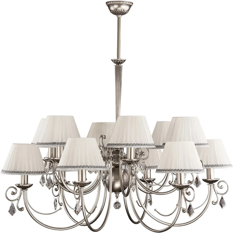 Casa Padrino Luxus Barock Kristall Kronleuchter Silber / Weiß Ø 90 cm
