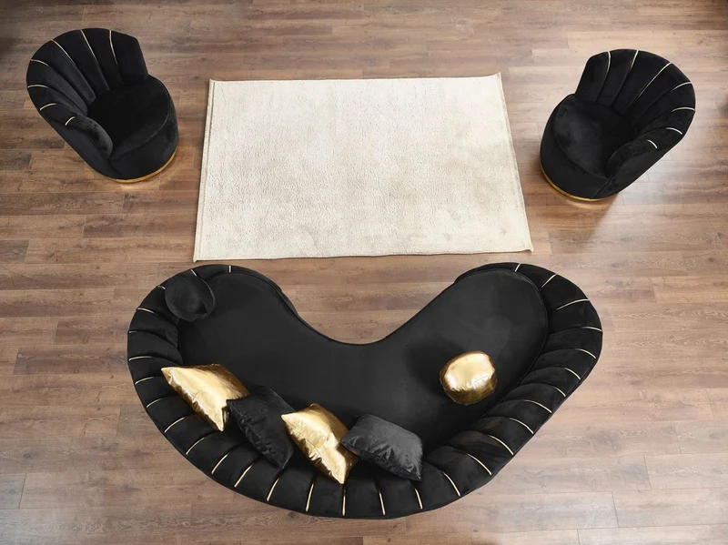 Casa Padrino Luxus Wohnzimmer 3er Sofa Schwarz / Gold 250 cm