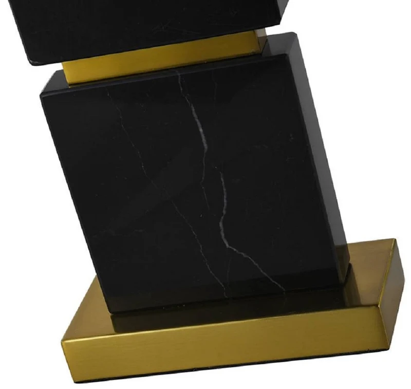 Casa Padrino Luxus Marmor Tischleuchte Schwarz / Gold H. 66 cm