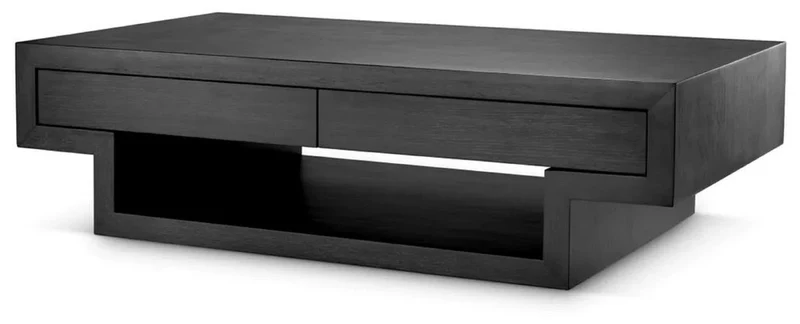 Casa Padrino Luxus Couchtisch mit 4 Schubladen Schwarzgrau 140 cm