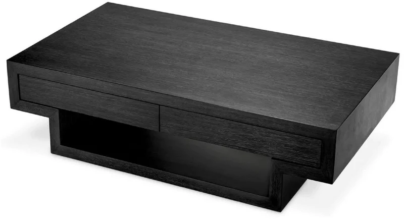Casa Padrino Luxus Couchtisch mit 4 Schubladen Schwarzgrau 140 cm