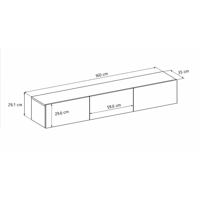 Meuble TV mural 3 portes 160 cm Idao Bois