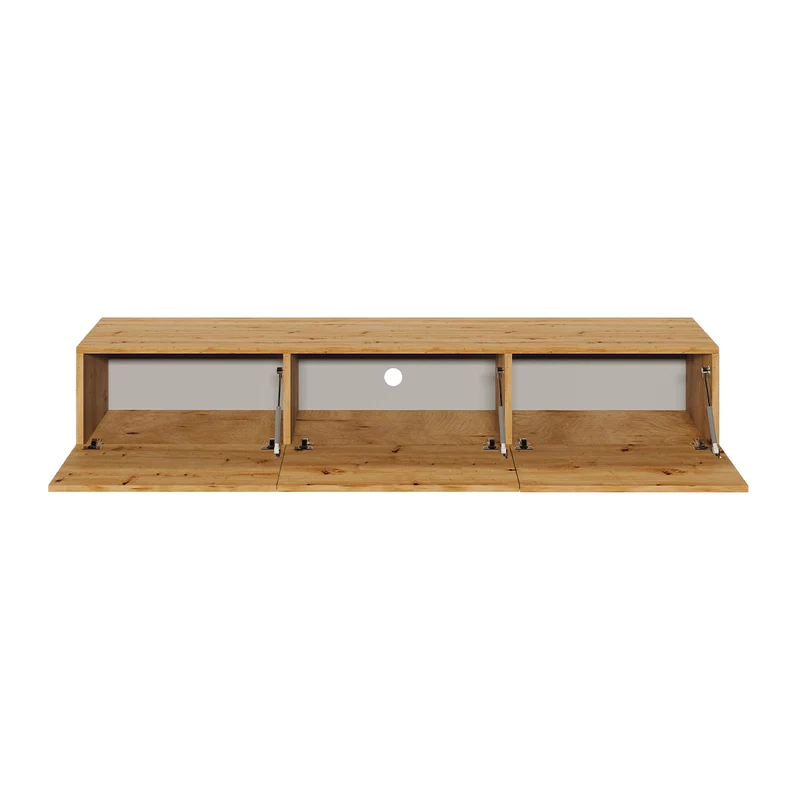 Meuble TV mural 3 portes 160 cm Idao Bois clair