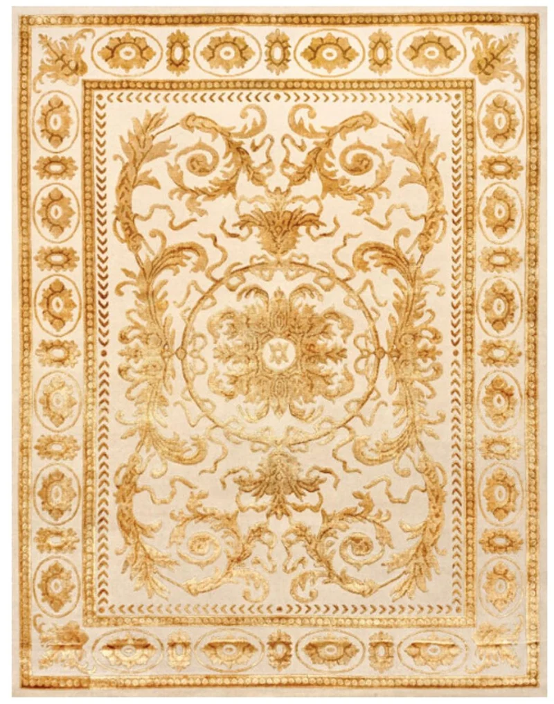 Casa Padrino Luxus Barock Wohnzimmer Teppich Creme / Gold - Verschiedene Größen