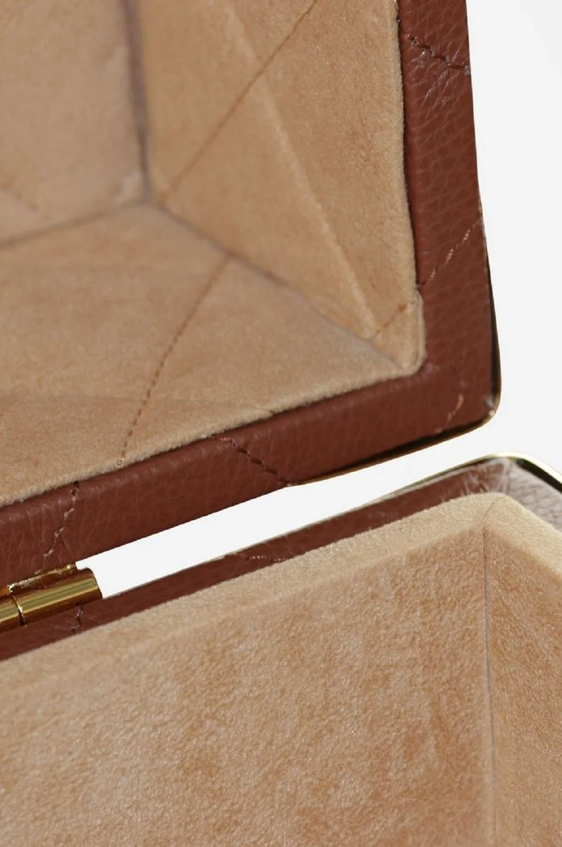 Casa Padrino Luxus Echtleder Koffer Braun / Gold 100 cm - Made in Italy