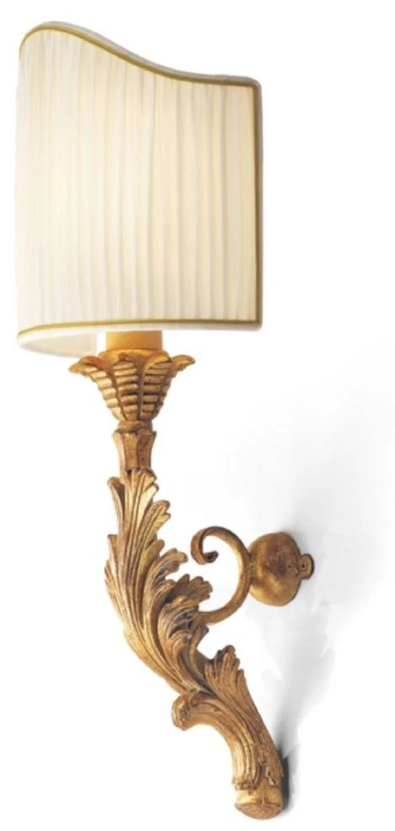 Casa Padrino Luxus Barock Wandleuchte Antik Gold / Creme / Gold 11 x 20 x H. 42 cm - Prunkvolle Wandlampe im Barockstil - Barock Leuchten - Luxus Qualität - Made in Italy