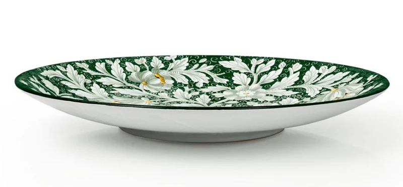 Casa Padrino Luxus Keramik Teller 6er Set Grün / Mehrfarbig Ø 40 cm - Handgefertigte & handbemalte Essteller mit Blumendesign - Hotel & Restaurant Accessoires - Luxus Qualität - Made in Italy