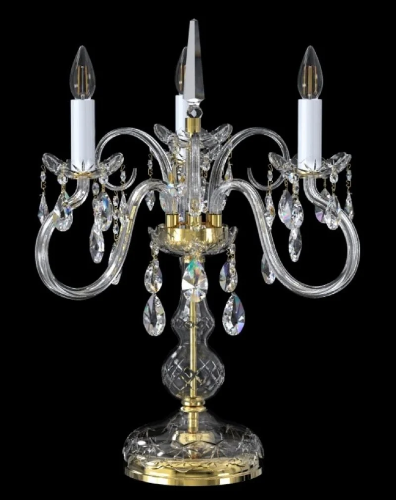 Casa Padrino Luxus Barock Kristall Tischleuchte Gold / Weiß Ø 49 x H. 62 cm - Prunkvolle Schreibtischleuchte mit Böhmischem Kristallglas - Barock Kristall Leuchten