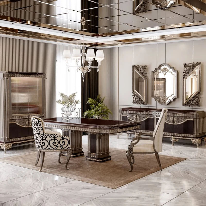 Casa Padrino Luxus Barock Sideboard Dunkelbraun / Grau / Gold 245 cm