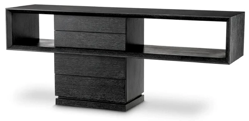 Casa Padrino Luxus Konsole Schwarzgrau 180 x 46 x H. 76 cm - Rechteckiger Konsolentisch mit 4 Schubladen - Wohnzimmer Möbel - Hotel Möbel - Luxus Möbel - Luxus Einrichtung