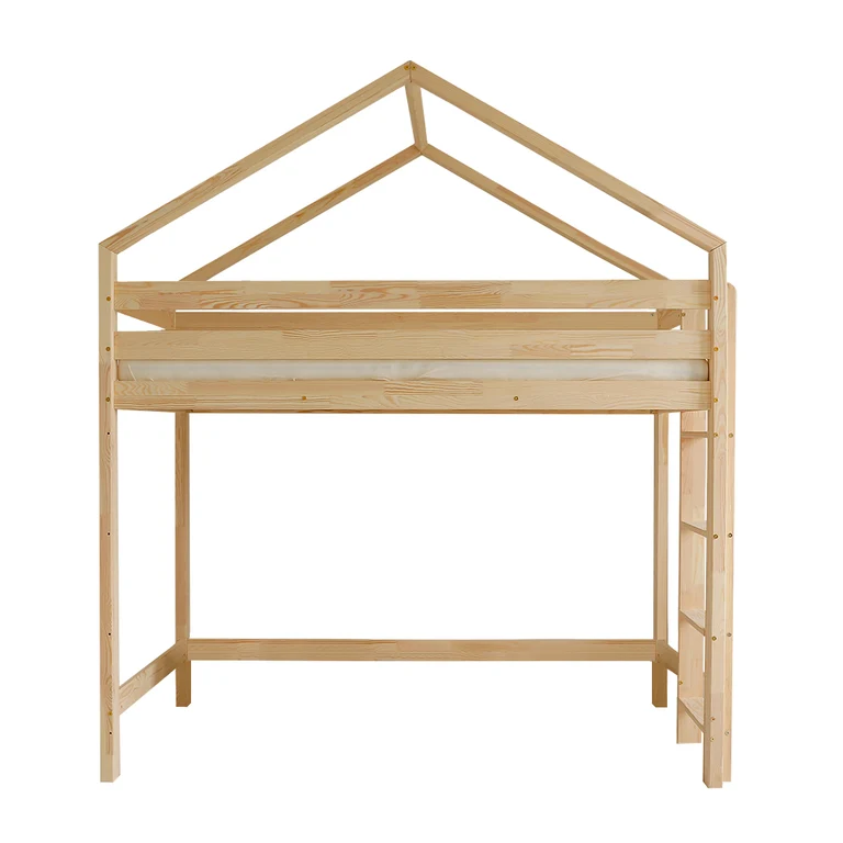 Lit cabane mi-hauteur 90x190 sommier inclus Candice Bois