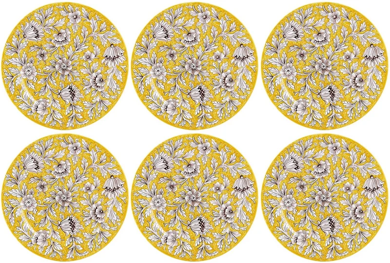 Casa Padrino Luxus Keramik Teller 6er Set Gelb Ø 32 cm - Made in Italy
