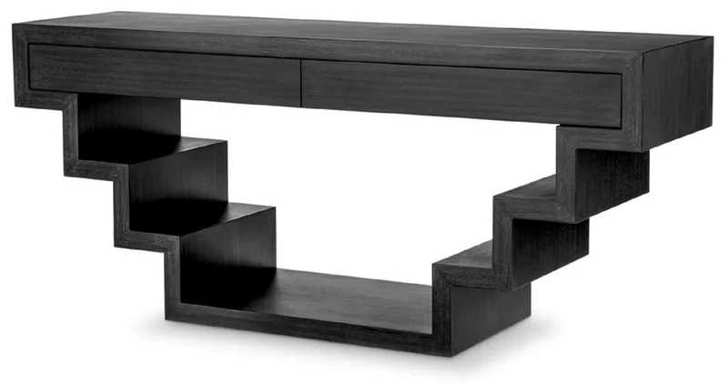 Casa Padrino Luxus Konsole Schwarzgrau 180 x 50 x H. 77 cm - Rechteckiger Konsolentisch mit 2 Schubladen - Wohnzimmer Möbel - Hotel Möbel - Luxus Möbel - Luxus Einrichtung