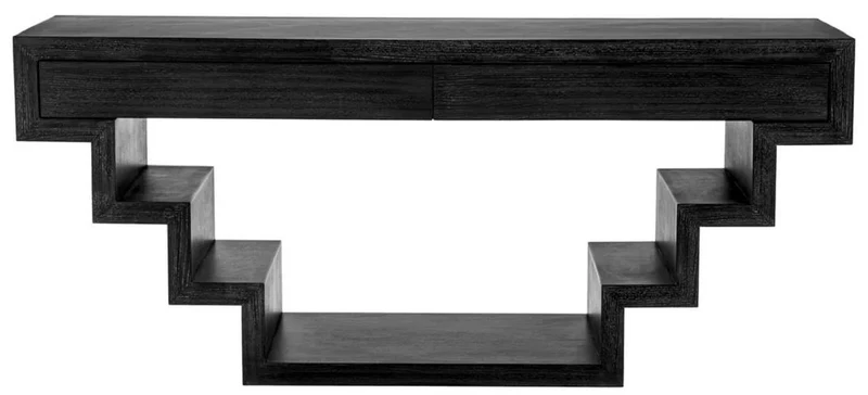 Casa Padrino Luxus Konsole Schwarzgrau 180 x 50 x H. 77 cm - Rechteckiger Konsolentisch mit 2 Schubladen - Wohnzimmer Möbel - Hotel Möbel - Luxus Möbel - Luxus Einrichtung
