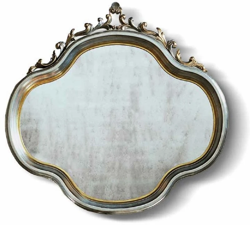 Casa Padrino Luxus Barock Spiegel Silber / Gold H. 119 cm - Made in Italy