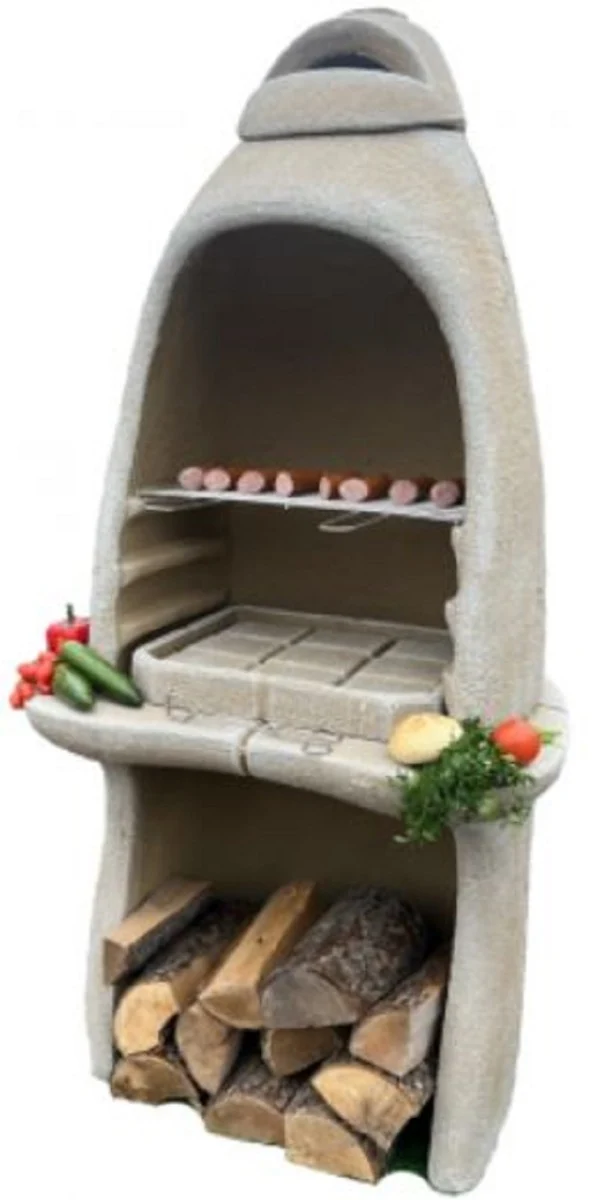 Casa Padrino Luxus Beton Gartengrill Sandfarben 156 x 61 x H. 223 cm