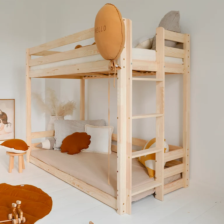 Lit superposé 90x190 au sol sommiers inclus Anaëlle Bois