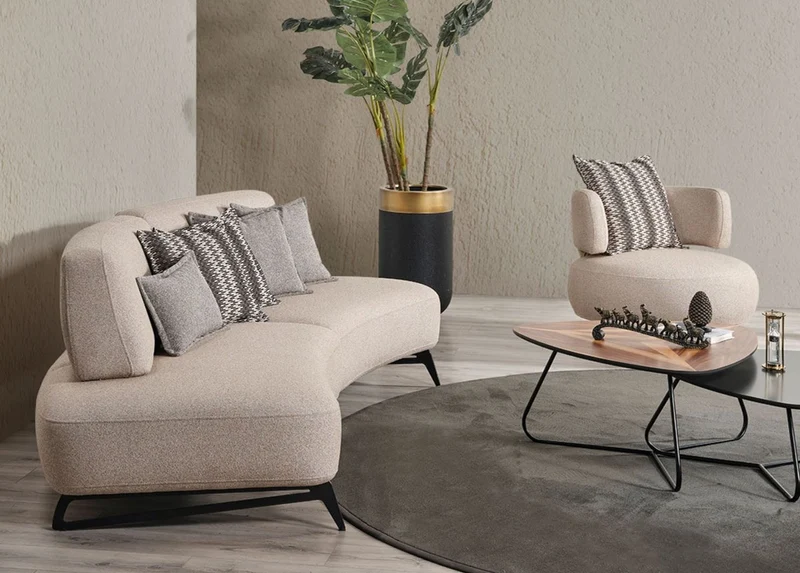 Casa Padrino Luxus Sessel Beige / Schwarz Ø 95 x H. 88 cm