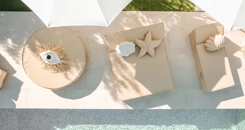 Casa Padrino Luxus Doppel Gartenliege Beige 180 x 160 cm