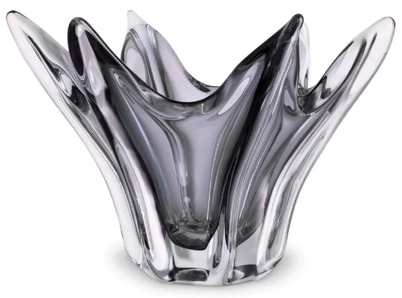 Casa Padrino Luxus Glas Schüssel Grau Ø 36,5 x H. 22,5 cm - Deko Schale aus mundgeblasenem Glas - Deko Accessoires - Luxus Qualität