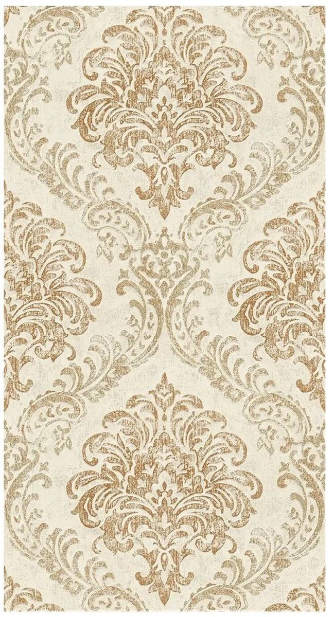 Casa Padrino Barock Vliestapete Creme / Gold Metallic