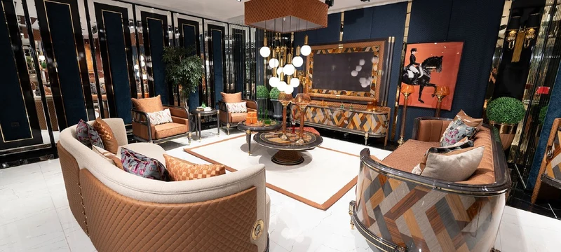 Casa Padrino Luxus Art Deco Sessel Braun / Mehrfarbig / Grau / Gold - Wohnzimmer Sessel - Wohnzimmer Möbel - Art Deco Möbel - Luxus Möbel