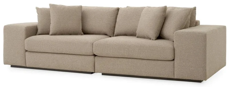 Casa Padrino Luxus Sofa mit Kissen Grau / Schwarz 280 x 120 x H. 90 cm - Wohnzimmer Sofa - Hotel Sofa - Wohnzimmer Möbel - Hotel Möbel - Luxus Möbel - Luxus Qualität