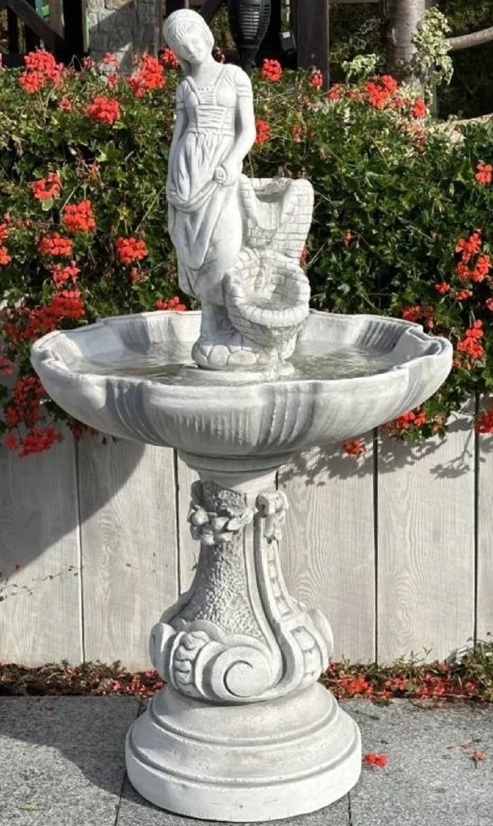 Casa Padrino Barock Springbrunnen Grau Ø 73 x H. 137 cm