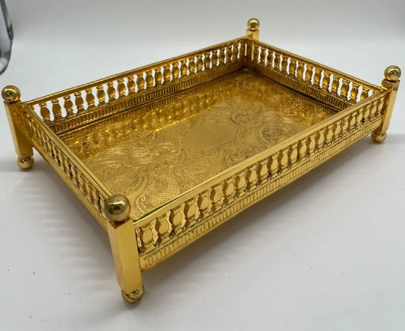 Casa Padrino Luxus Messing Serviertablett Gold 32 cm
