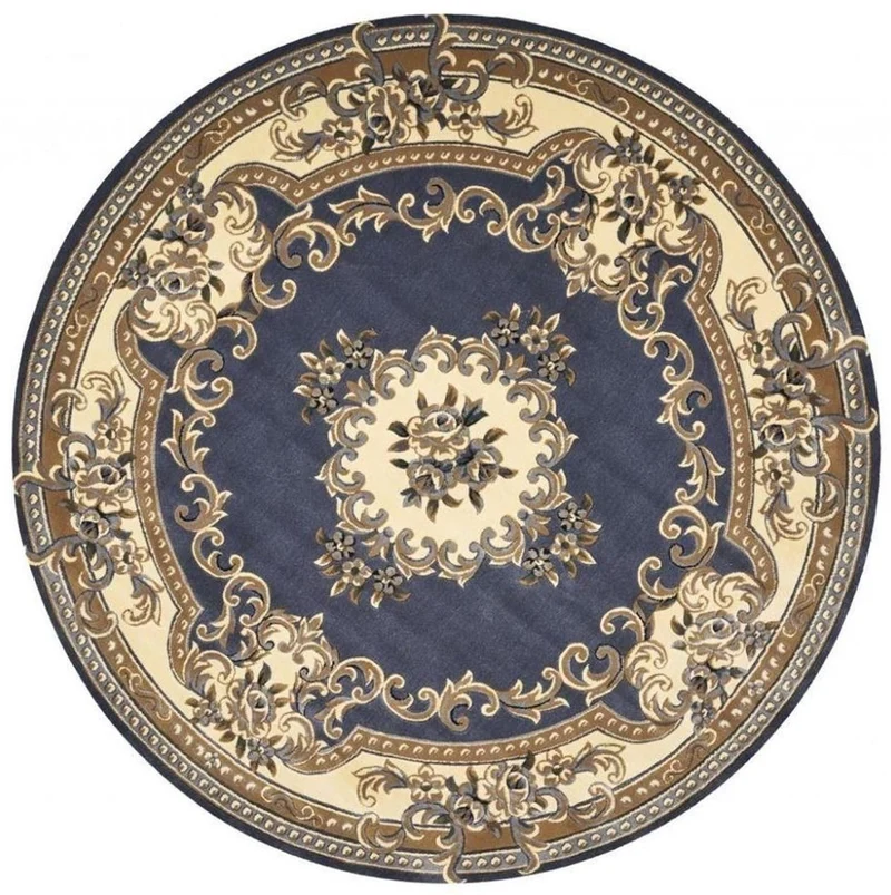 Casa Padrino Luxus Barock Wohnzimmer Teppich Blau / Creme / Braun - Verschiedene Größen
