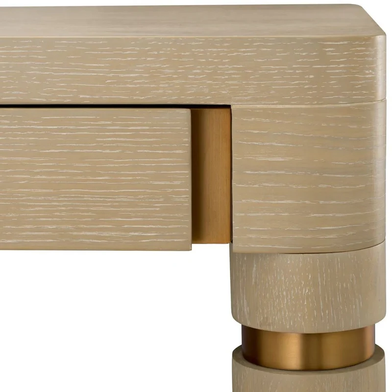 Casa Padrino Luxus Schreibtisch mit 2 Schubladen Beige / Messing 160 x 60 x H. 76 cm - Bürotisch - Computertisch - Büro Möbel - Luxus Möbel - Luxus Einrichtung - Büro Einrichtung - Luxus Qualität