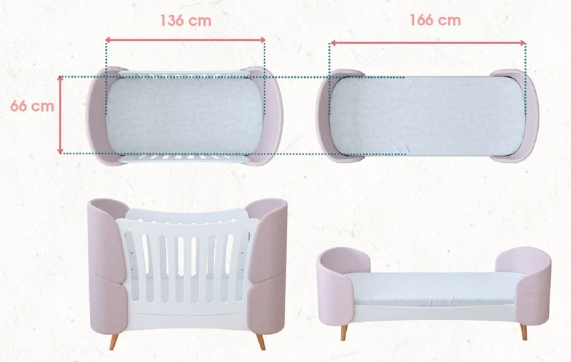 Casa Padrino Luxus Babybett Weiß / Creme / Naturfarben 145 cm