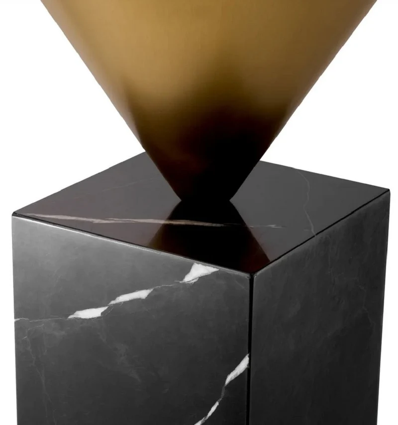 Casa Padrino Luxus Beistelltisch Messing / Schwarz Ø 42 x H. 61 cm