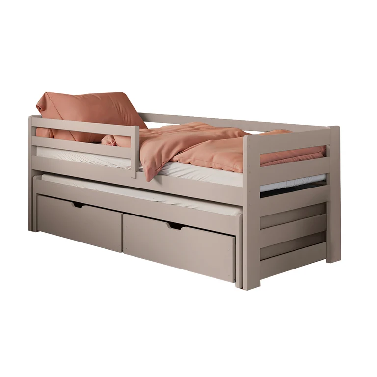 Lit 90x200 sommier lit gigogne et tiroirs inclus Jordan Cachemire
