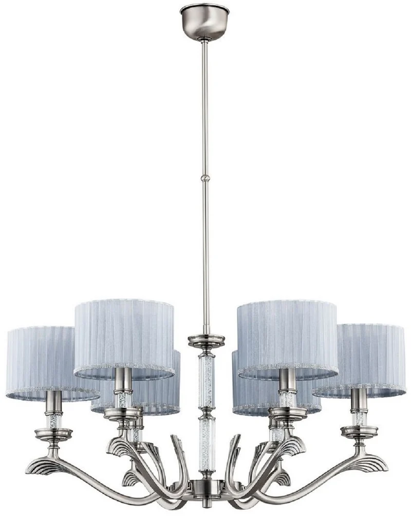 Casa Padrino Luxus Barock Kronleuchter Matt Silber / Grau Ø 76 cm