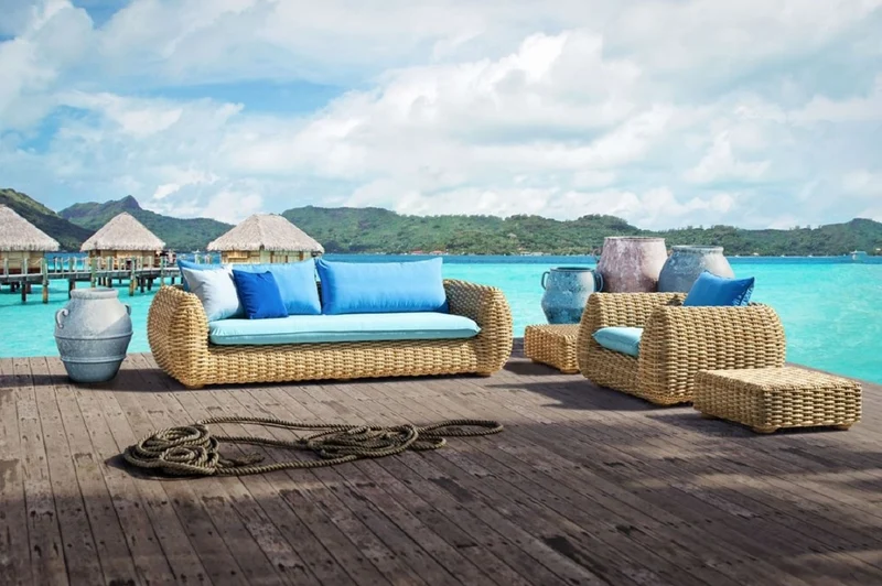 Casa Padrino Luxus Garten Couchtisch Naturfarben 74 x 74 x H. 30 cm