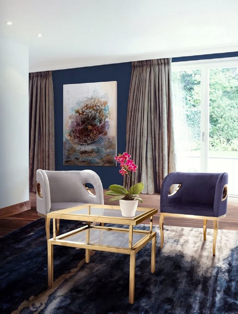Casa Padrino Luxus Samt Sessel Blau / Gold 78 x 55 x H. 59 cm - Wohnzimmer Sessel - Hotel Sessel - Wohnzimmer Möbel - Luxus Möbel - Wohnzimmer Einrichtung - Luxus Einrichtung - Möbel Luxus