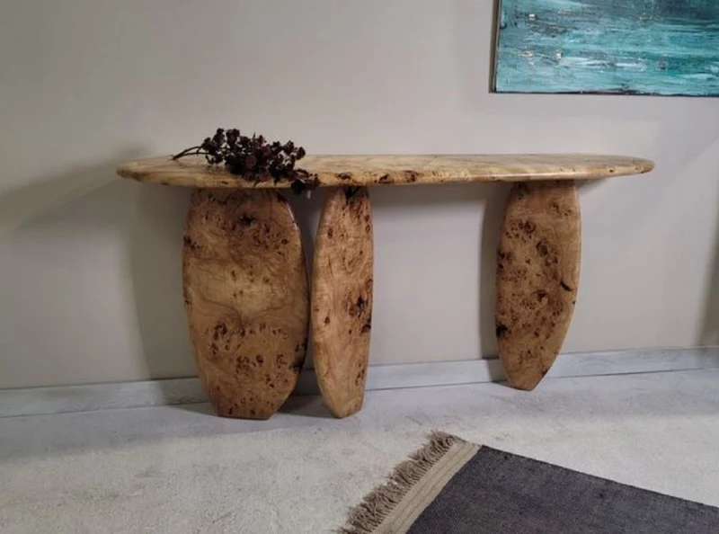 Casa Padrino Luxus Massivholz Konsole Naturfarben 160 x 45 x H. 80 cm - Wurzelholz Konsolentisch - Wohnzimmer Möbel - Hotel Möbel - Luxus Möbel - Luxus Einrichtung
