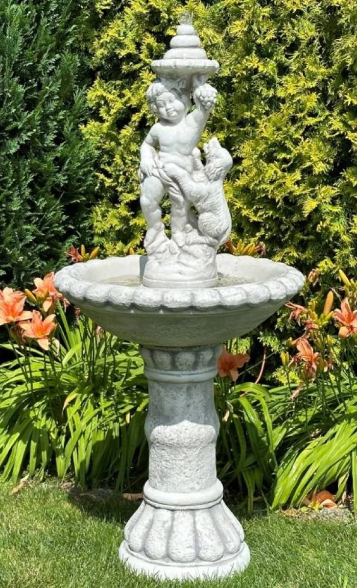 Casa Padrino Barock Springbrunnen Grau Ø 63 x H. 137 cm